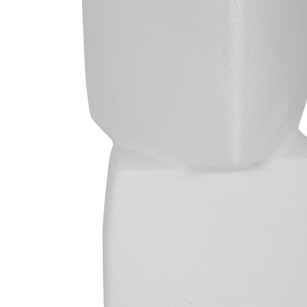Decorative Geometric Vase | 3 Stacked Triangles | Rough Ivory Ceramic 17"