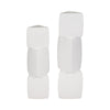 Decorative Geometric Vase | 3 Stacked Triangles | Rough Ivory Ceramic 17"