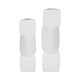 Decorative Geometric Vase | 3 Stacked Triangles | Rough Ivory Ceramic 17"