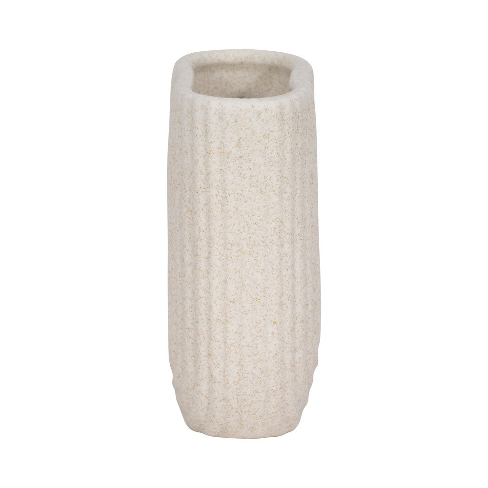 Decorative Floral Vase | Upside Down Arch Design | 8" Speckled Sand Ivory