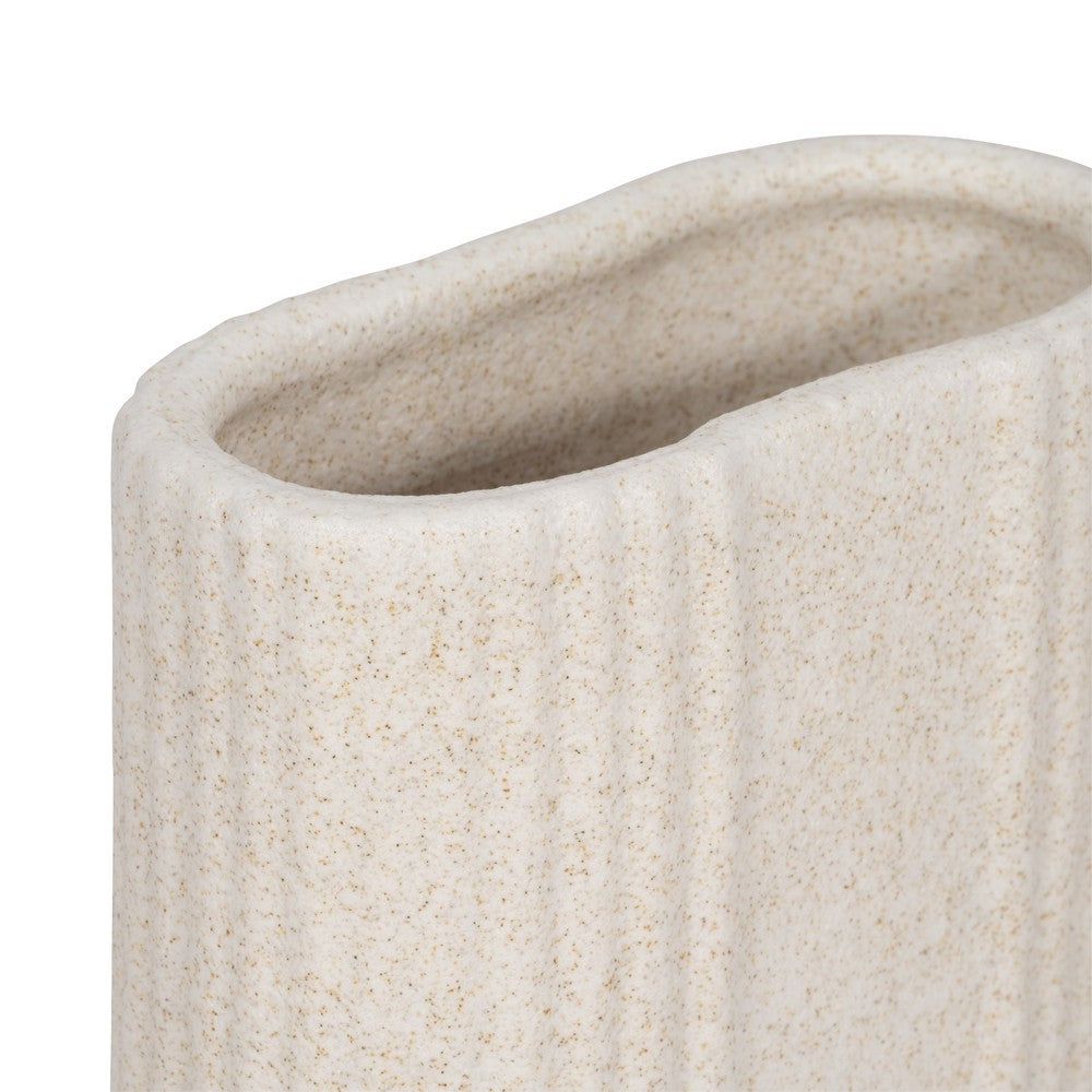 Decorative Floral Vase | Upside Down Arch Design | 8" Speckled Sand Ivory