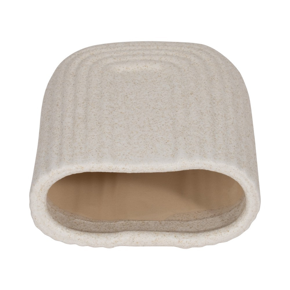 Decorative Floral Vase | Upside Down Arch Design | 8" Speckled Sand Ivory