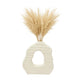Decorative Vase | Open Ring Cut Out | Ribbed Ivory Ceramic | 12"