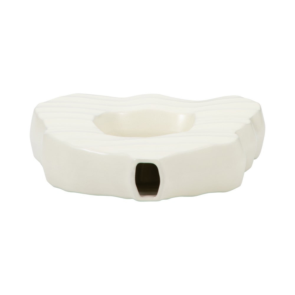 Decorative Vase | Open Ring Cut Out | Ribbed Ivory Ceramic | 12"