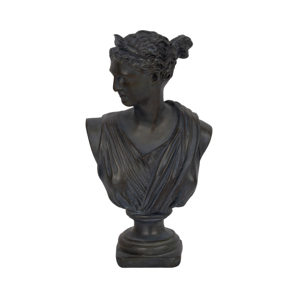 Eona Grecian Bust Figurine | Intricate Details | 12" Bronze Distressed Resin