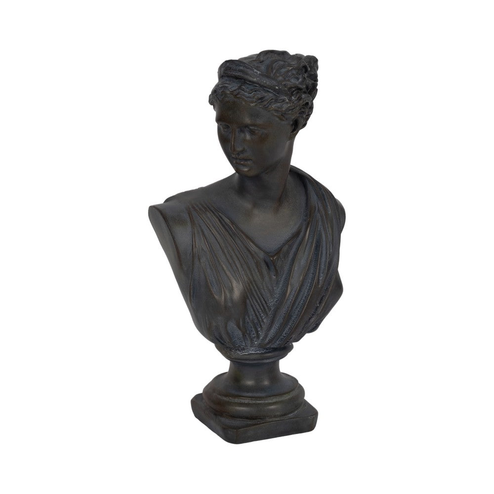 Eona Grecian Bust Figurine | Intricate Details | 12" Bronze Distressed Resin