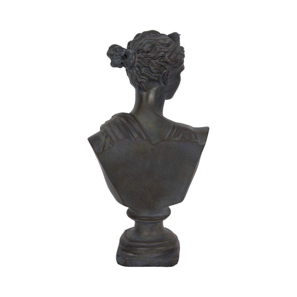 Eona Grecian Bust Figurine | Intricate Details | 12" Bronze Distressed Resin