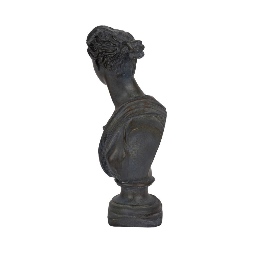 Eona Grecian Bust Figurine | Intricate Details | 12" Bronze Distressed Resin