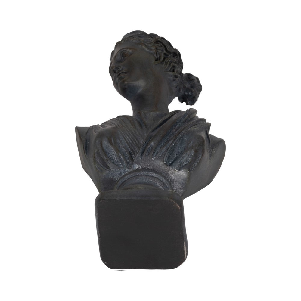 Eona Grecian Bust Figurine | Intricate Details | 12" Bronze Distressed Resin