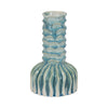 Decorative Vase | 9" Tall Coastal Ribbed Design | Glazed Blue & White
