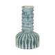 Decorative Vase | 9" Tall Coastal Ribbed Design | Glazed Blue & White