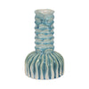 Decorative Vase | 9’’ Tall Coastal Ribbed Design | Glazed Blue & White SBH-20018-02