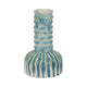Decorative Vase | 9" Tall Coastal Ribbed Design | Glazed Blue & White
