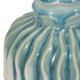 Decorative Vase | 9’’ Tall Coastal Ribbed Design | Glazed Blue & White SBH-20018-02