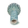 Decorative Vase | 9" Tall Coastal Ribbed Design | Glazed Blue & White