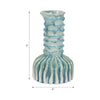 Decorative Vase | 9" Tall Coastal Ribbed Design | Glazed Blue & White