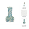Decorative Vase | 9’’ Tall Coastal Ribbed Design | Glazed Blue & White SBH-20018-02