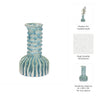 Decorative Vase | 9" Tall Coastal Ribbed Design | Glazed Blue & White