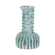 Decorative Vase | 9" Tall Coastal Ribbed Design | Glazed Blue & White
