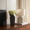 Decorative Vase | 11" Vertical Striped Ceramic | Classic Black & White