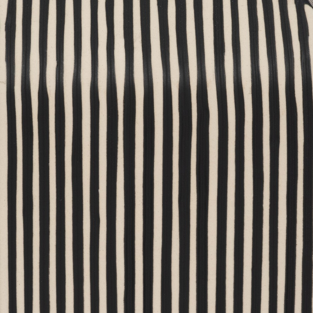 Decorative Vase | 11" Vertical Striped Ceramic | Classic Black & White