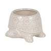 Decorative Turtle Accent Planter | Stylish 7" White Glazed Ceramic