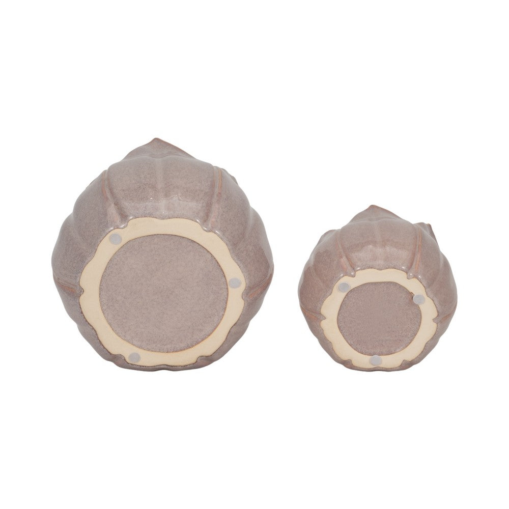 Lexy Outdoor Petal Flower Planter Set of 2 | Purple Stoneware Ceramic