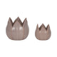 Lexy Outdoor Petal Flower Planter Set of 2 | Purple Stoneware Ceramic