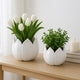 Lexy Decorative Flower Petal Planter Pot Set of 2 | White Stoneware Ceramic