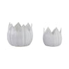 Lexy Decorative Flower Petal Planter Pot Set of 2 | White Stoneware Ceramic