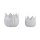 Lexy Decorative Flower Petal Planter Pot Set of 2 | White Stoneware Ceramic