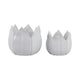 Lexy Decorative Flower Petal Planter Pot Set of 2 | White Stoneware Ceramic SBH-20116-05