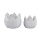 Lexy Decorative Flower Petal Planter Pot Set of 2 | White Stoneware Ceramic