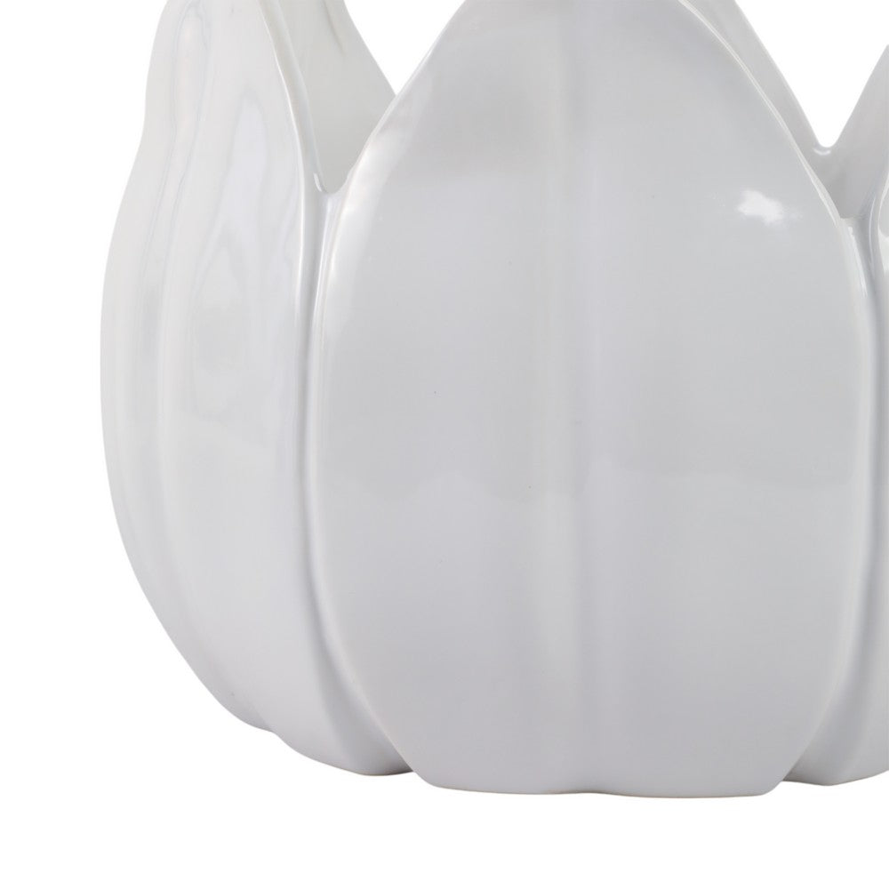 Lexy Decorative Flower Petal Planter Pot Set of 2 | White Stoneware Ceramic