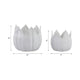 Lexy Decorative Flower Petal Planter Pot Set of 2 | White Stoneware Ceramic