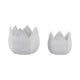 Lexy Decorative Flower Petal Planter Pot Set of 2 | White Stoneware Ceramic