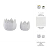 Lexy Decorative Flower Petal Planter Pot Set of 2 | White Stoneware Ceramic