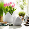 Lexy Decorative Flower Petal Planter Pot Set of 2 | White Stoneware Ceramic