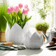 Lexy Decorative Flower Petal Planter Pot Set of 2 | White Stoneware Ceramic