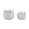 Lexy Decorative Flower Petal Planter Pot Set of 2 | White Stoneware Ceramic
