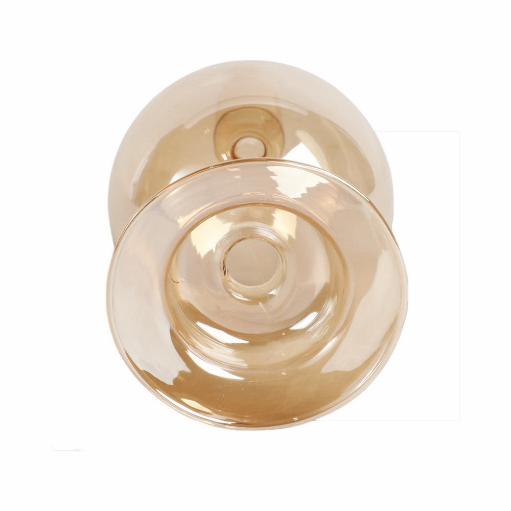 Bela Taper Candle Holder | Bubble Shape Pedestal Base | Gold Luster Glass