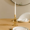 Bela Taper Candle Holder | Bubble Shape Pedestal Base | Gold Luster Glass