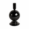 Yves Decorative Bubble Candle Holder | Tapered Design | Black Glass 7"