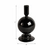 Yves Decorative Bubble Candle Holder | Tapered Design | Black Glass 7"