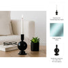 Yves Decorative Bubble Candle Holder | Tapered Design | Black Glass 7"