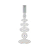 11" Vintage Glass Tapered Candle Holder w Iridescent Clear Luster