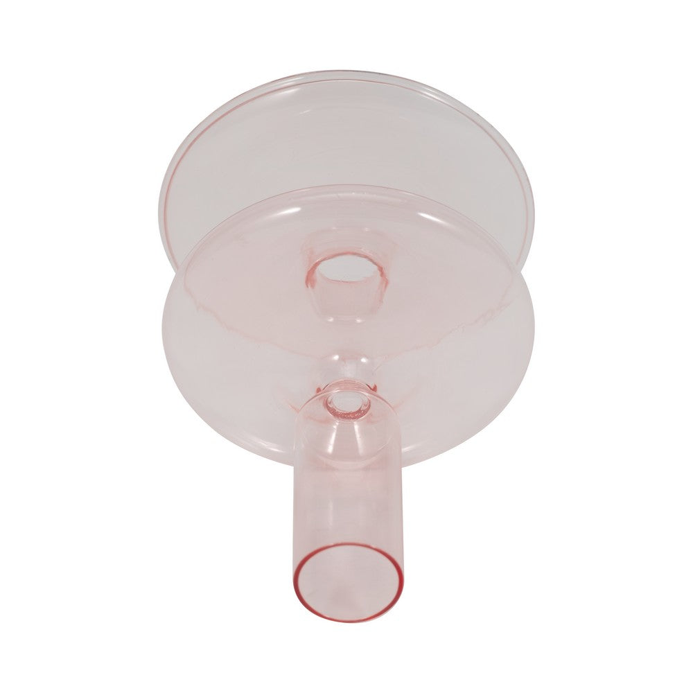 Vintage Taper Candle Holder | 5" | Pastel Pink Rounded Bubble Glass