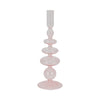 Dynamic Decorative Turned Tapered Candle Holder | 11" Light Pink Glass