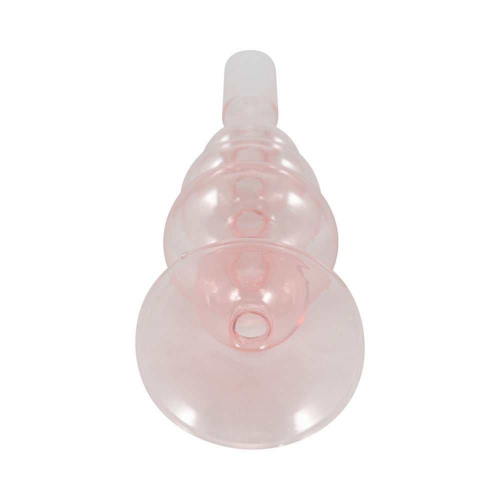 Dynamic Decorative Turned Tapered Candle Holder | 11" Light Pink Glass