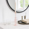 Dynamic Decorative Turned Tapered Candle Holder | 11" Light Pink Glass